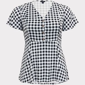 NWOT Torrid B&W Gingham Retro Blouse Size 4